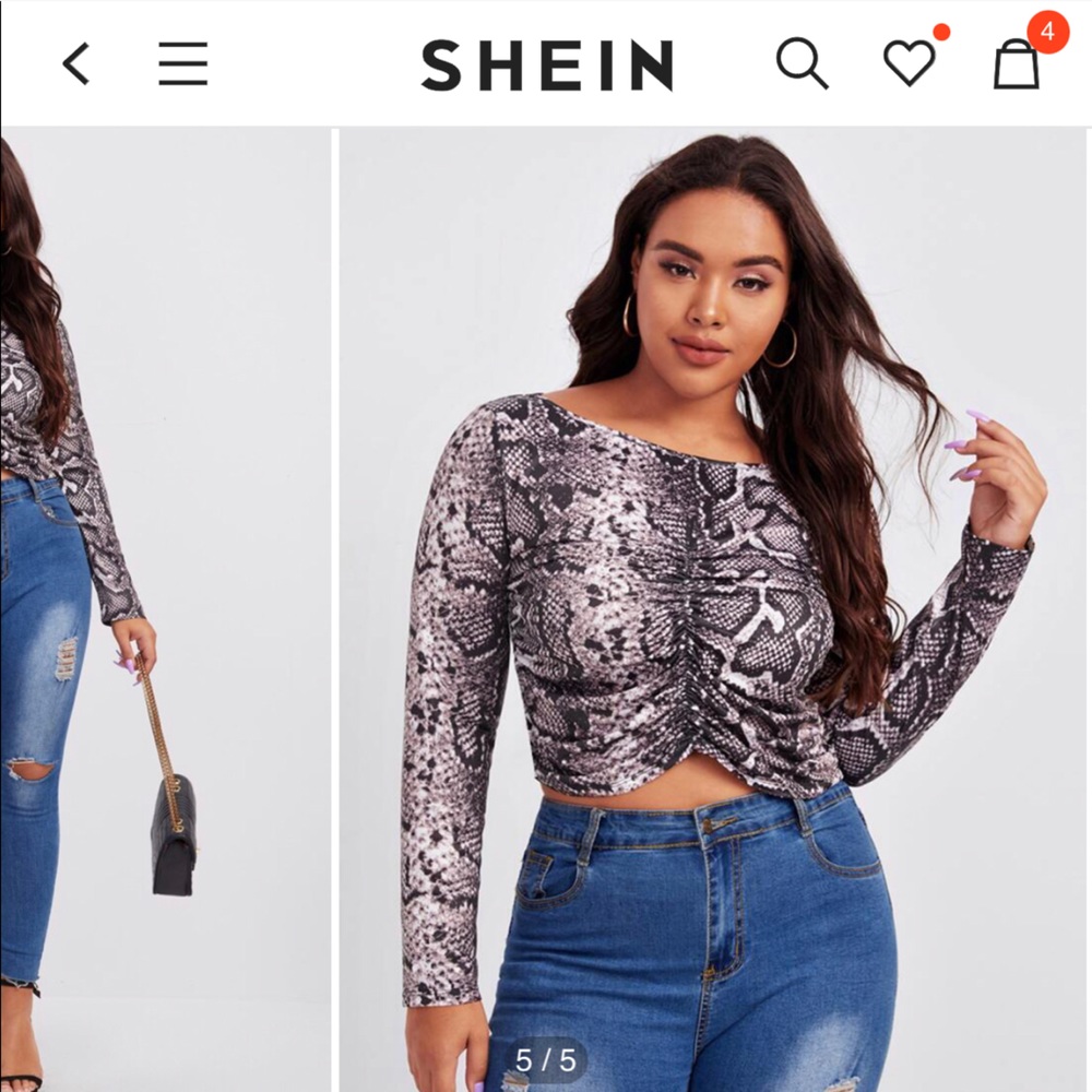 Shein Snakeskin Long Sleeve Crop